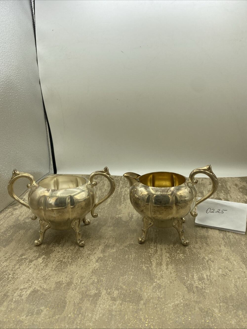Vintage 50's-60's Sheridan Silver on Copper Footed Sugar Bowl & Creamer-no lid